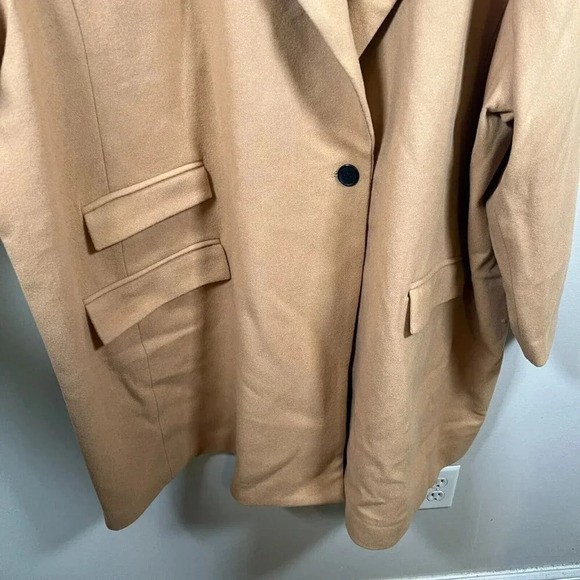 Universal Standard New Tailored Coat Size 3XL Camel Brown Neutral Wool Blend - Picture 8 of 13